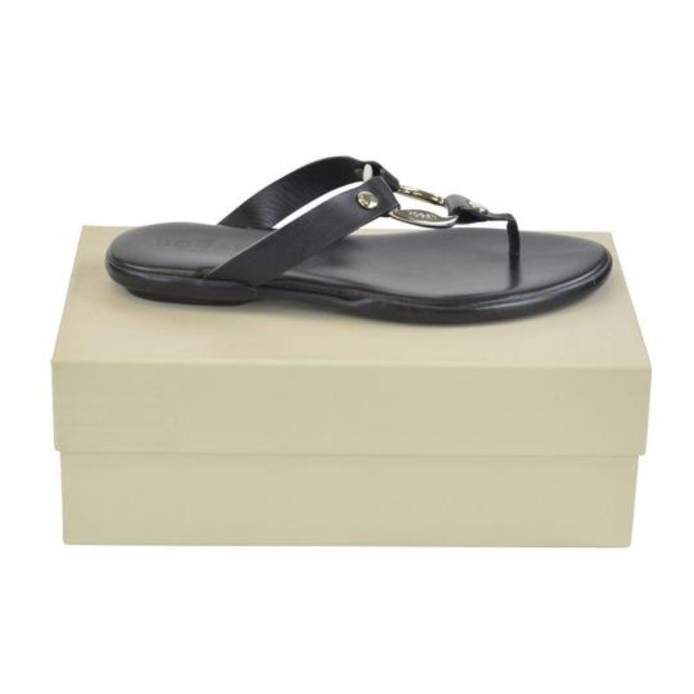 Hogan Black Lbiza Ring Leather Sandals